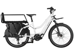Bicicleta Eléctrica Cargo Bike Multicharger Longtail color blanco