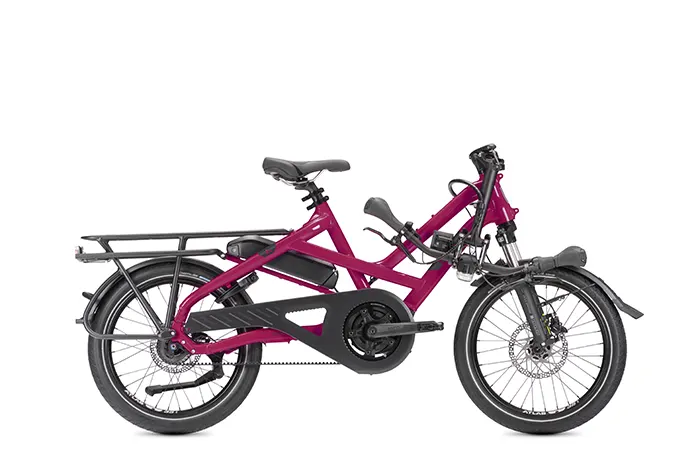 Bicicleta eléctrica Tern HSD en color rosa fucsia, plegada