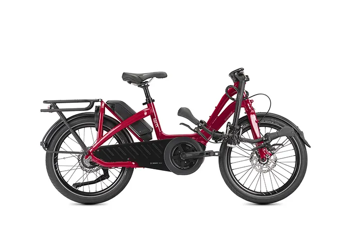 Bicicleta eléctrica Tern NBD en color rojo, plegada